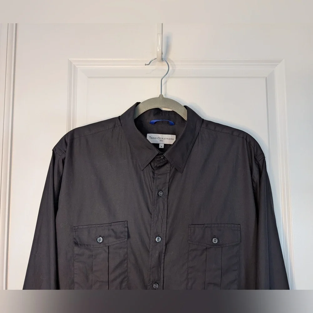 Teddy Stratford Men’s The NYTD Two-Pocket Twill Zip Shirt Black Size 4/Large